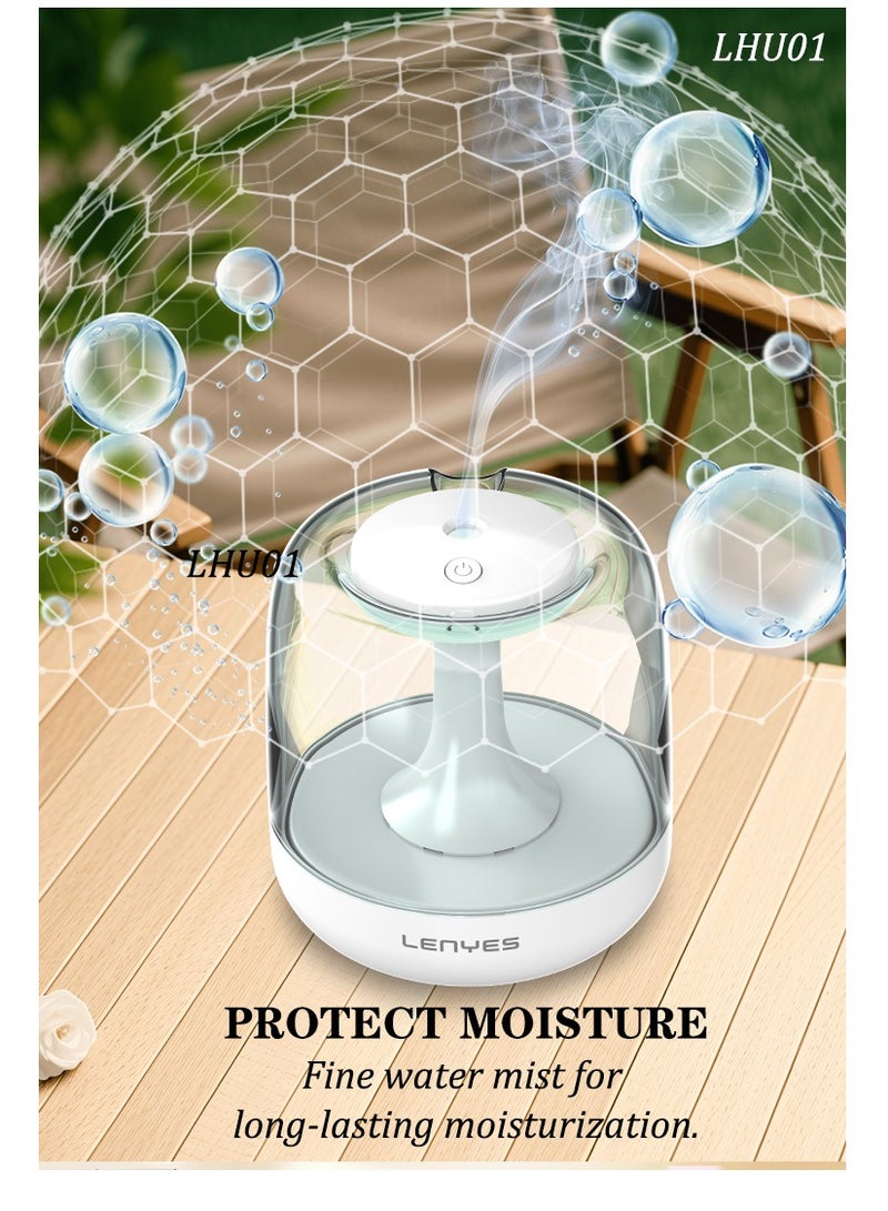 لينيس مرطب الهواء بالموجات فوق الصوتية من Lenyes مع أضواء الجو، ترطيب طويل الأمد، صغير وهادئ. أبيض - Image 2