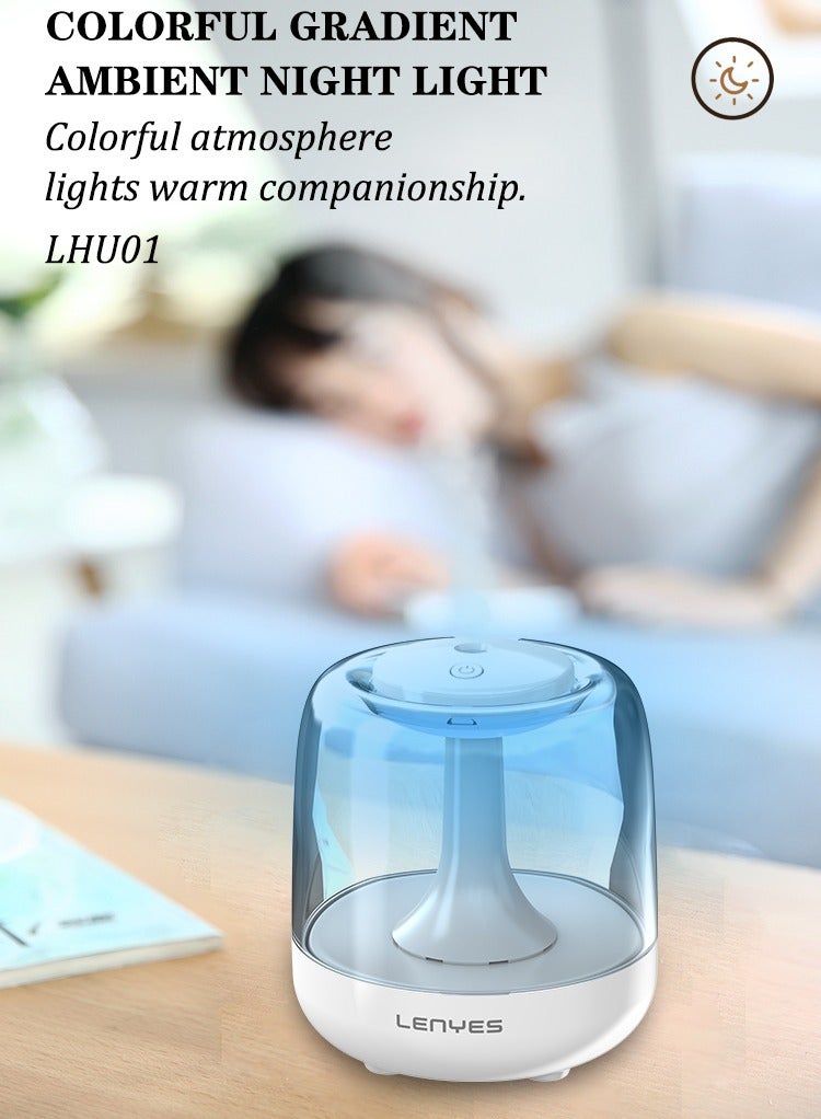 لينيس مرطب الهواء بالموجات فوق الصوتية من Lenyes مع أضواء الجو، ترطيب طويل الأمد، صغير وهادئ. أبيض - Image 5