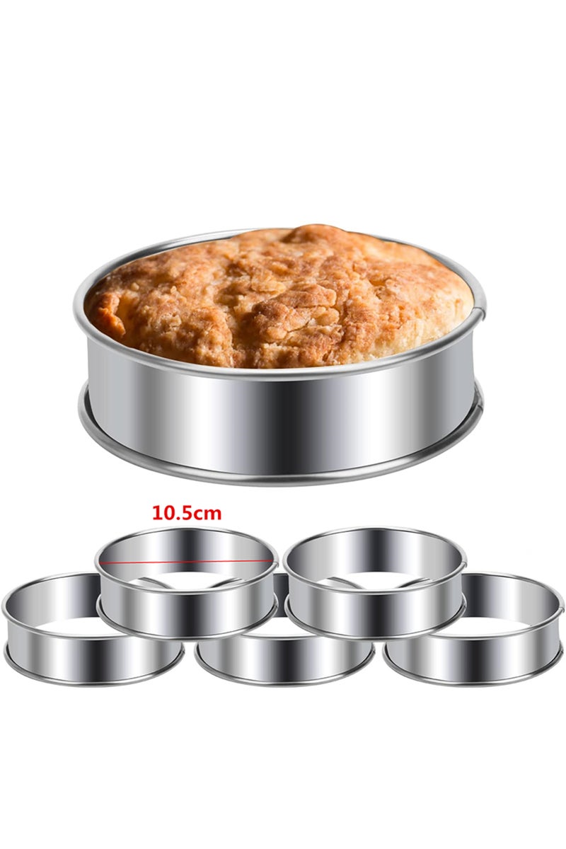 6 Pieces LMETJMA 6Pcs 10.5cm English Muffin Rings Crumpet Rings Double Rolled Tart Ring Stainless St