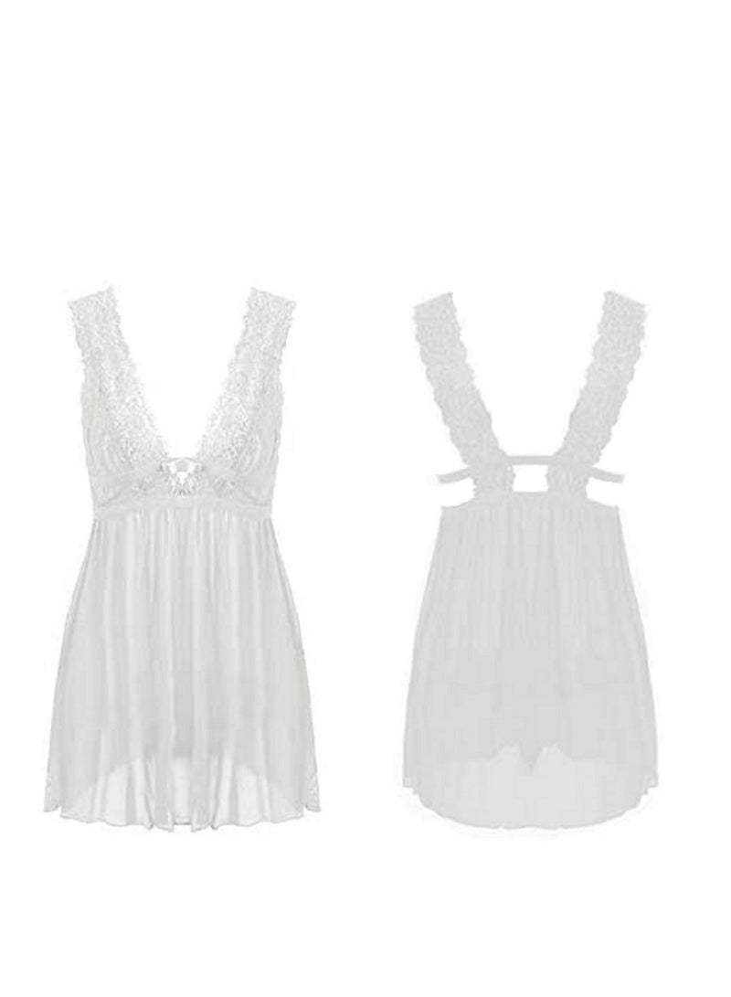 Women Babydoll Lingerie With Underwire Lace Chemise Sleepwear Lingerie Dress  - Image 1