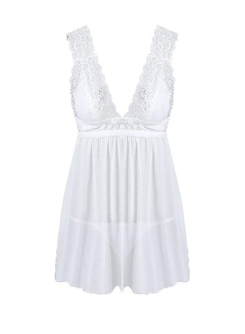 Women Babydoll Lingerie With Underwire Lace Chemise Sleepwear Lingerie Dress  - Image 2