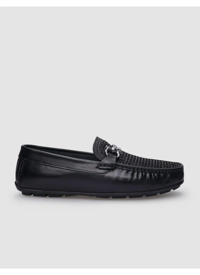 كاباني Black Knit Detailed Men's Loafer