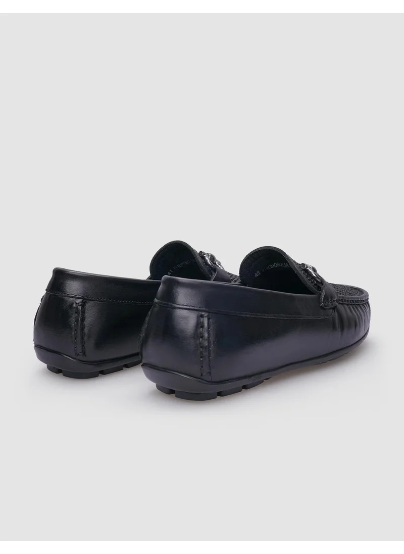 Cabani Black Knit Detailed Men's Loafer