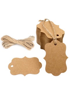g2plus Blank Gift Tags With String 100Pcs Kraft Paper Hang Tags Wedding Favor Tags Gift Bags Tags Brown Hanging Price Tags For Arts & Crafts Gift Wrapping Christmas Merchandise (2.8''X 2'')  - Image 1