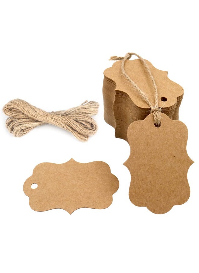 g2plus Blank Gift Tags With String 100Pcs Kraft Paper Hang Tags Wedding Favor Tags Gift Bags Tags Brown Hanging Price Tags For Arts & Crafts Gift Wrapping Christmas Merchandise (2.8''X 2'')  - Image 1