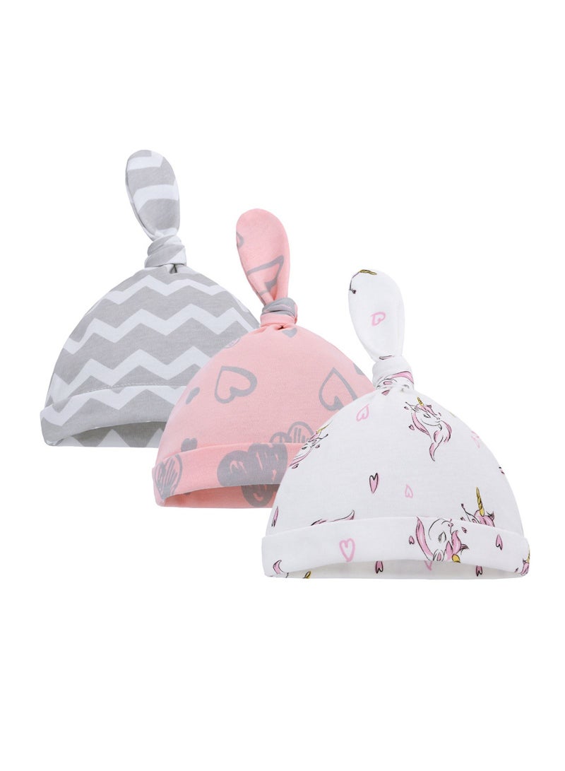 Suitable For 0-6 Month Baby Soft Breathable Tire Cap 3 Pieces