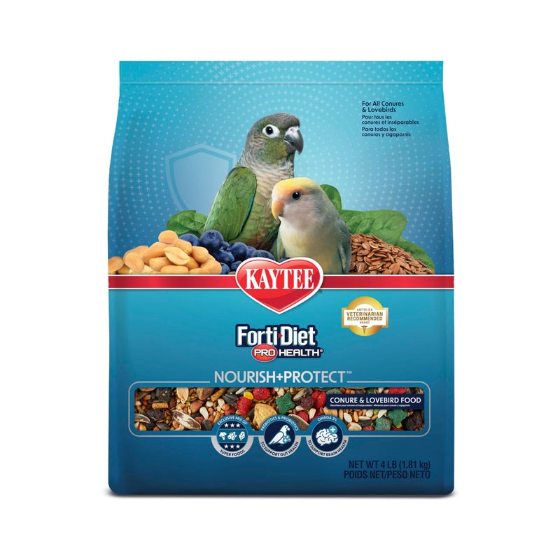 Kaytee Forti-Diet Pro Health Nourish+Protect Conure & Lovebird Food, Comprehensive Nutrition Backed by Science, Digestive Health, Immune Support, 4 pounds - Image 1