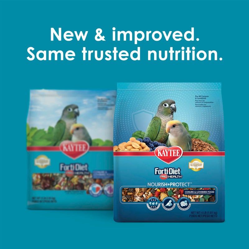 Kaytee Forti-Diet Pro Health Nourish+Protect Conure & Lovebird Food, Comprehensive Nutrition Backed by Science, Digestive Health, Immune Support, 4 pounds - Image 2