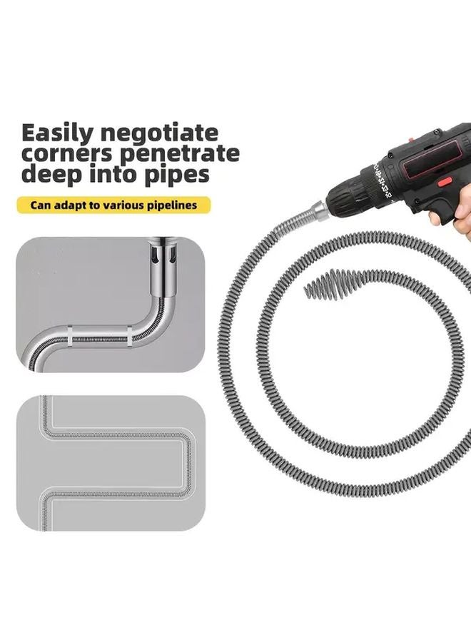 Flexible Drain Clog Remover 118.11 Inch Manual Power For Toilet Kitchen Bathroom Pipes Hair Debris Cleaning - Image 5