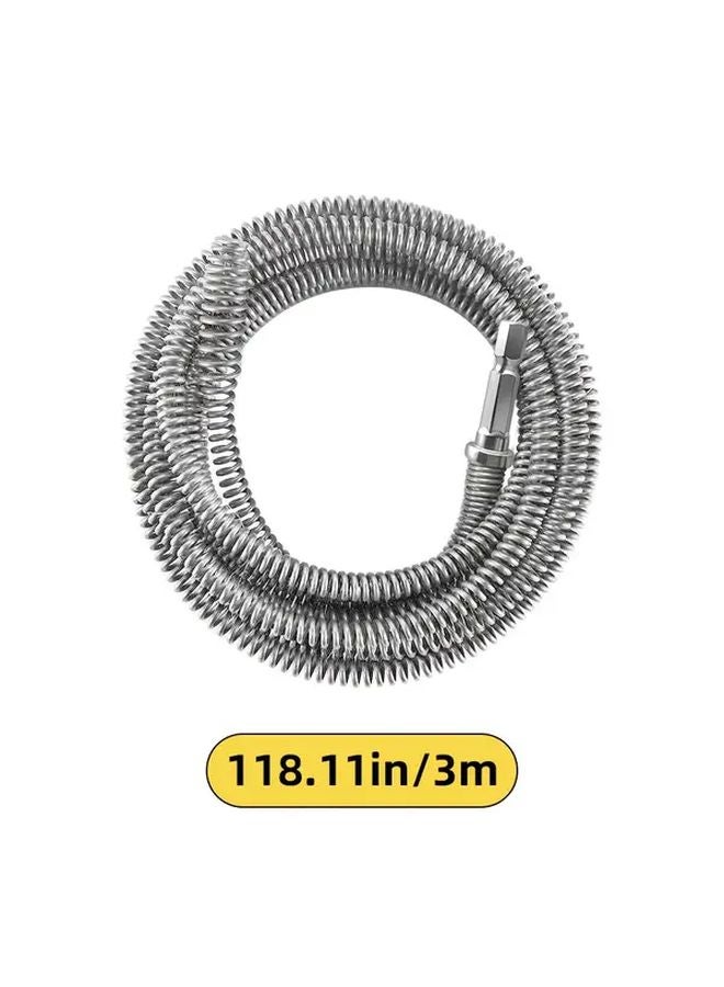 Flexible Drain Clog Remover 118.11 Inch Manual Power For Toilet Kitchen Bathroom Pipes Hair Debris Cleaning - Image 1