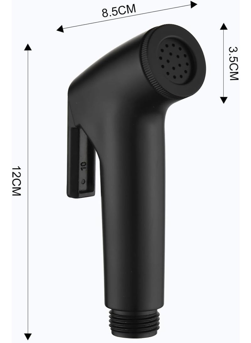 شطاف محمول باليد، بخرطوم 1.5 متر، طقم تنظيف الحمام والحمام، إكسسوارات المرحاض، أسود غير لامع - Image 2