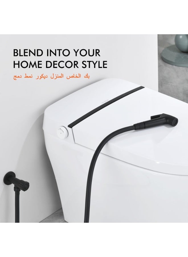 شطاف محمول باليد، بخرطوم 1.5 متر، طقم تنظيف الحمام والحمام، إكسسوارات المرحاض، أسود غير لامع - Image 5