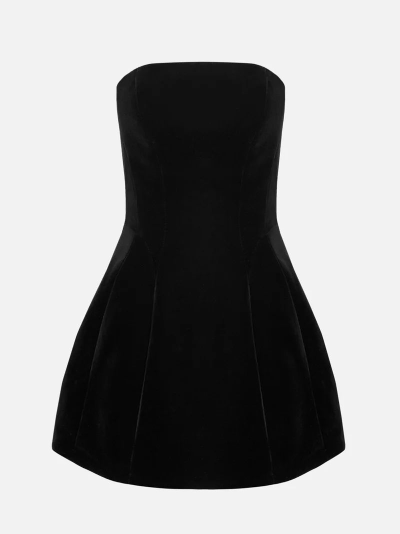 Lichi Velvet mini dress with puffy skirt