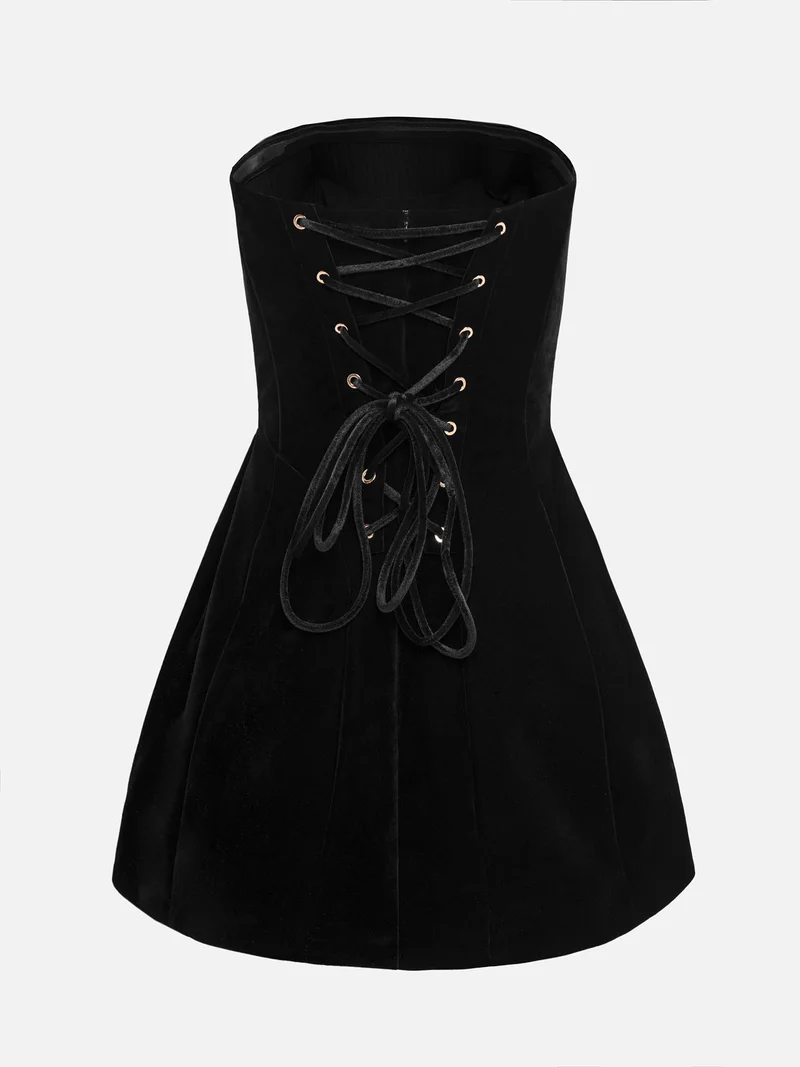 Lichi  Velvet mini dress with puffy skirt for Women | Best Price UAE