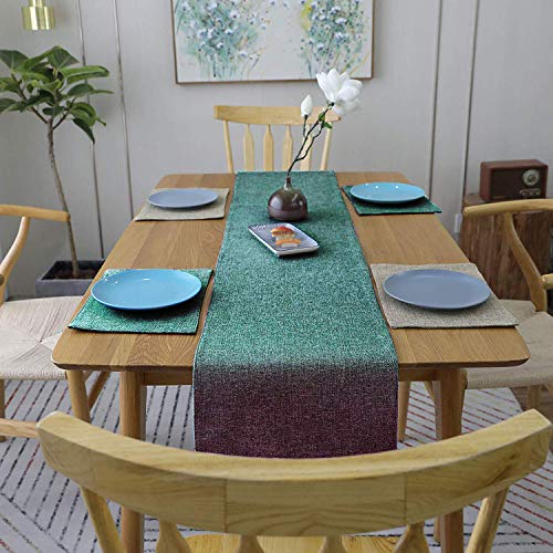Khooti Jute Dining Table Runner for 8 Seater | 12 x 108 inches | Green | Heat Resistant | Table Runner for Dining Table , Coffee Table , Centre Table , Wedding Party | Two Sided | Washable - Image 3