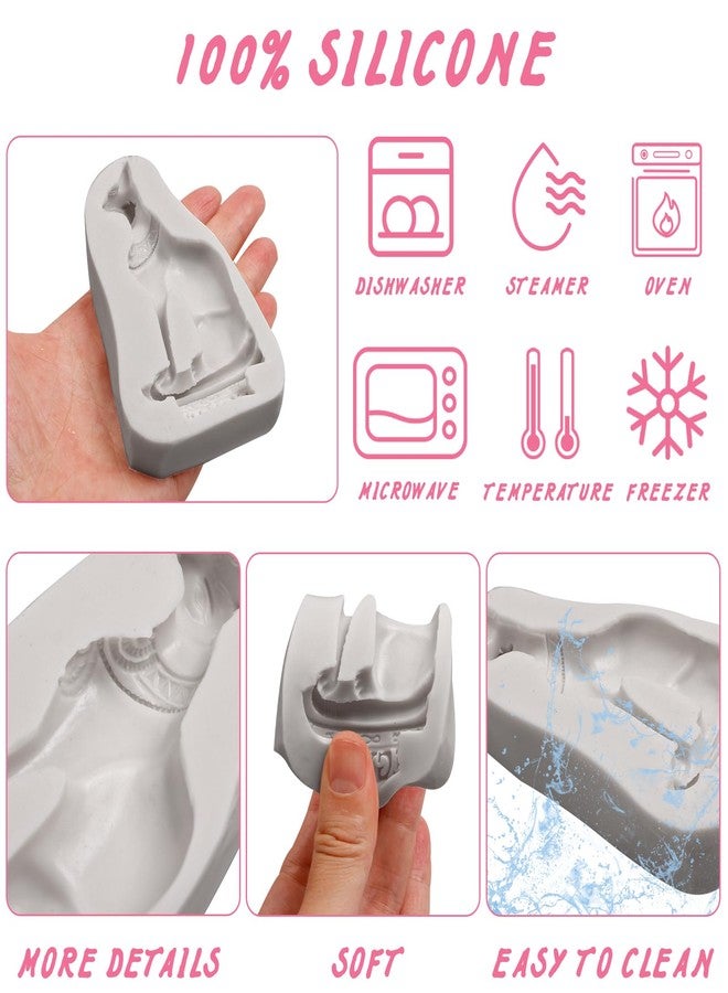 Caregene Egyptian Cat Silicone Molds Antique Egypt Chocolate Fondant Molds for Cake Decoration Candy Cupcake Topper Cake Pop Popsicle Polymer Clay Crafts - Image 3