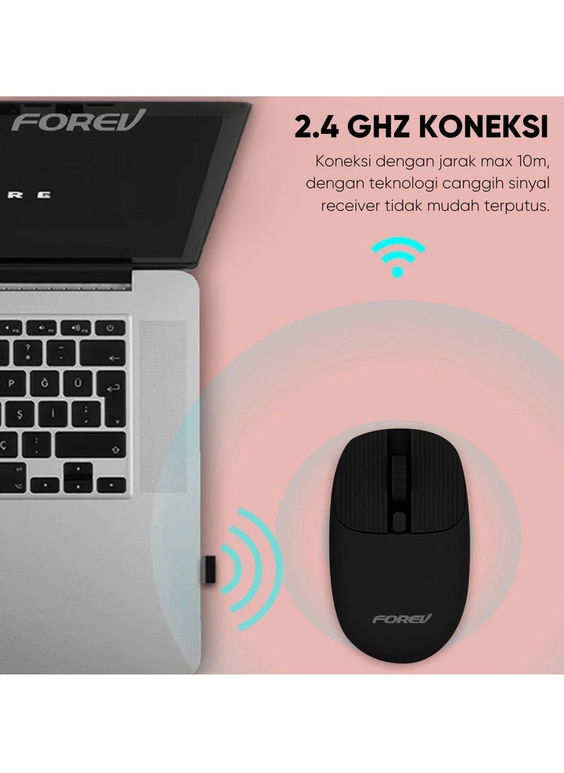 FV-198 Wireless Mouse – 2.4Ghz 1600DPI 4 Buttons -10m Range | Pink