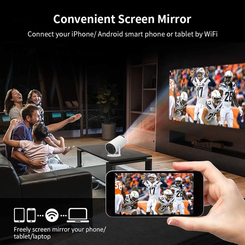 Smart Portable Projector Android 11 - 5G Wi-Fi 6 & Bluetooth 5.0 - Supports 4K 1080P Full HD - 8000 Lumens LED Projector with 180° Rotation & Auto Keystone - White - Image 5