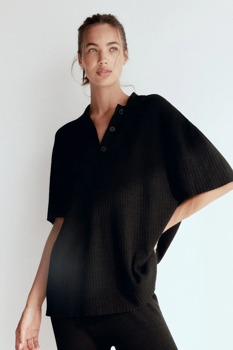 H&M Pointelle-knit polo shirt