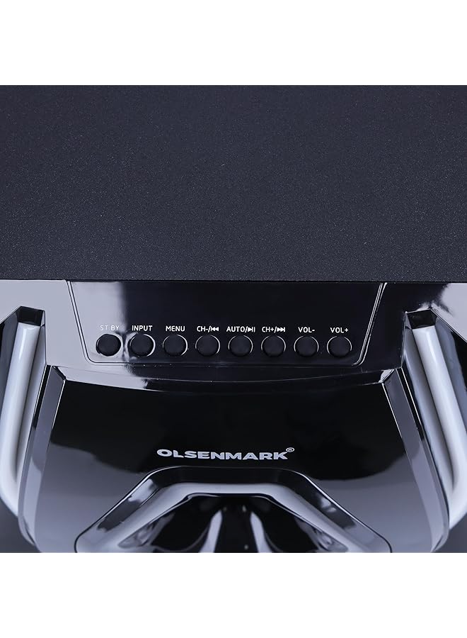 Olsenmark Multimedia Speaker 2.1 Ch With Usb Sd Fm Bluetooth And Remote Karaoke Disco Light Subwoofer Speaker: 8 Inch Satellite Speaker: 3 Inch Output: 18W*2 - Image 5
