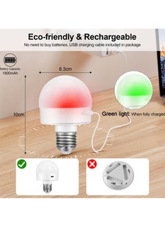 Alruht 2 Pack E27 LED Light Bulbs, Dimmable And Rechargeable Bulbs with Remote Control, 3 Color Temperature, Timing Function, Detachable And Magnetic Battery Operated Light Bulbs  - Image 2