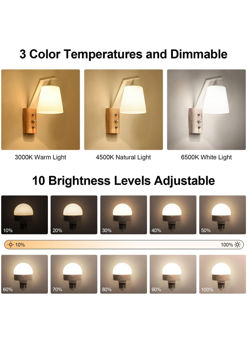Alruht - 2 Pack E27 LED Light Bulbs, Dimmable And Rechargeable Bulbs with Remote Control, 3 Color Temperature, Timing Function, Detachable And Magnetic Battery Operated Light Bulbs - Image 1
