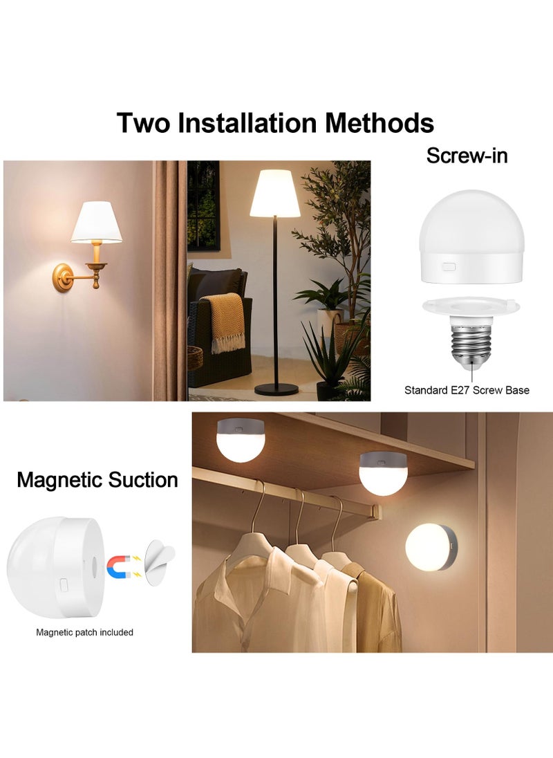 Alruht - 2 Pack E27 LED Light Bulbs, Dimmable And Rechargeable Bulbs with Remote Control, 3 Color Temperature, Timing Function, Detachable And Magnetic Battery Operated Light Bulbs - Image 1