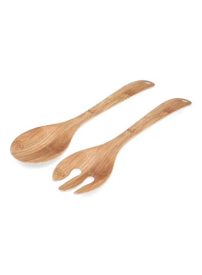 2-Piece Contemporary Design Durable Easy Cleaning Salad Server Set Brown Y1K160002-PH051-E