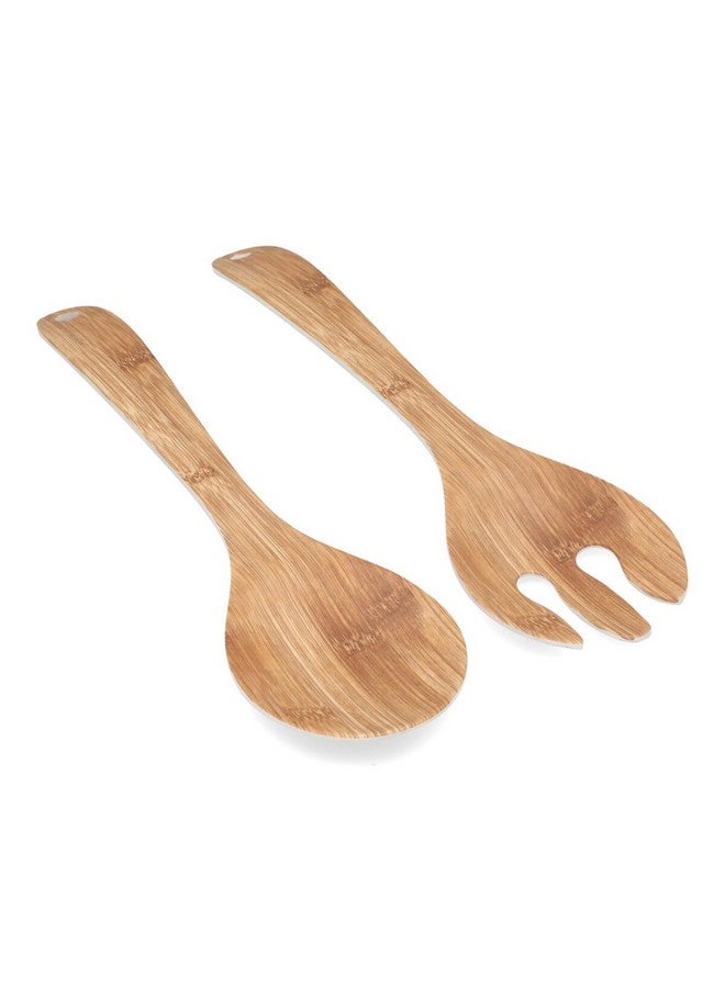 2-Piece Contemporary Design Durable Easy Cleaning Salad Server Set Brown Y1K160002-PH051-E