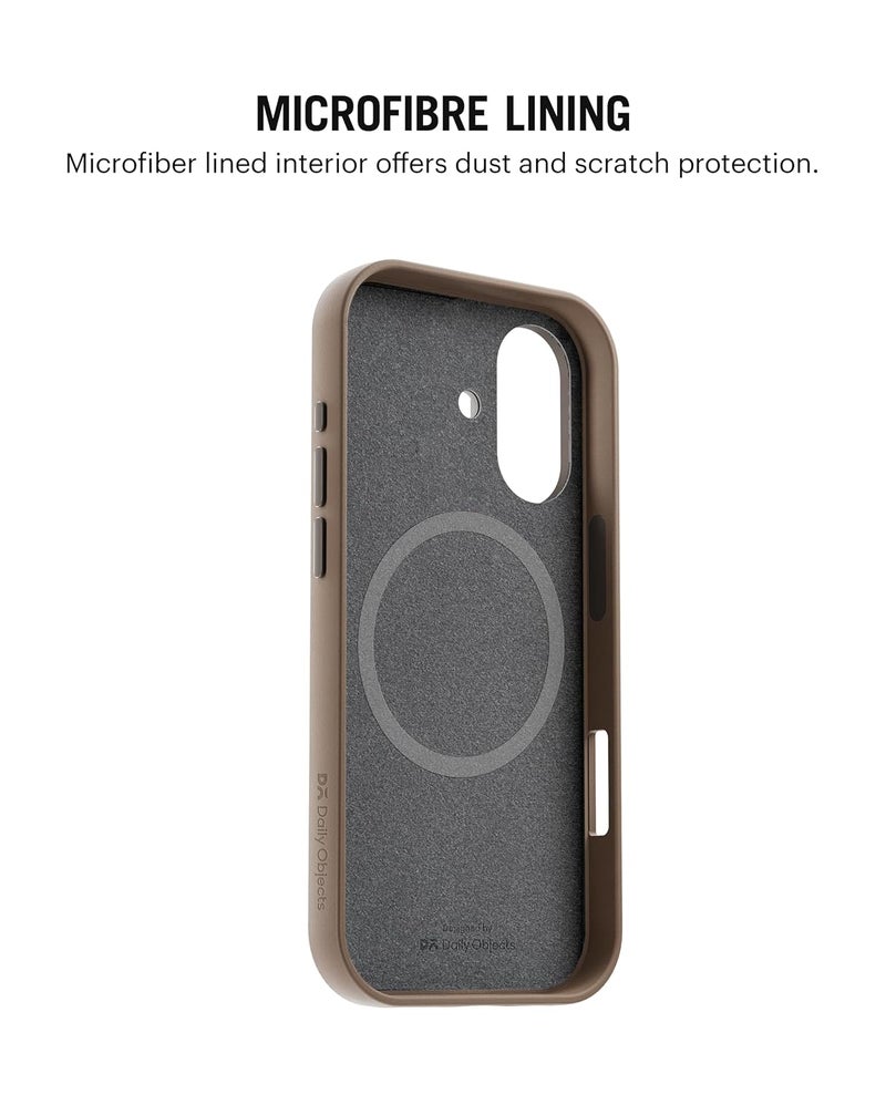 Daily Objects حافظة جلدية لهاتف آيفون 16 متوافقة مع شحن ماغ سيف اللاسلكي | غطاء خلفي مغناطيسي هجين أسود-بيج - Image 5