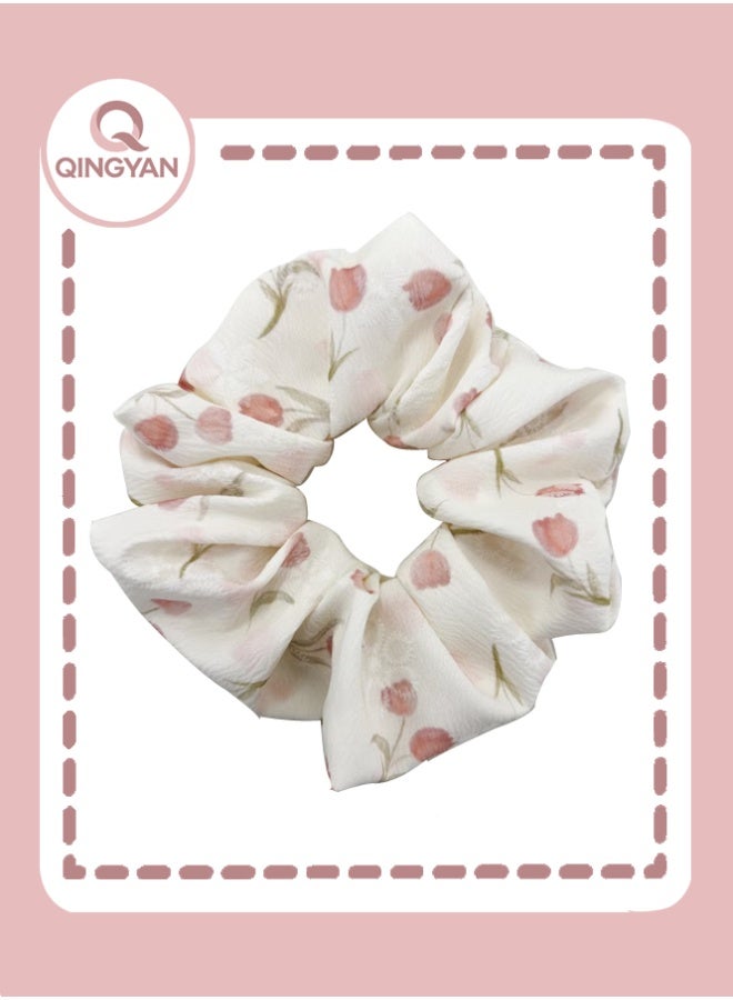 QINGYAN 2PCS Premium Silk Scrunchie Hair Ties, Ultra-Soft Satin No-Crease Bands for Women and Girls - Image 2