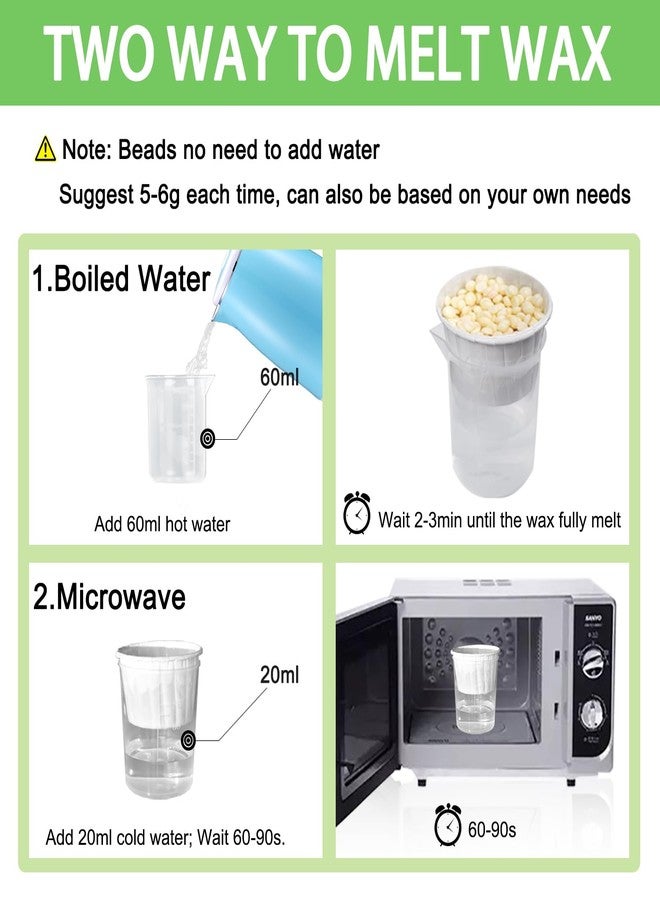 BLUETOP Nose and Ear Hair Waxing Kit - Hair Removal Set for Men and Women with 50g Wax Beads, 20 Applicators (10 times), 10 Paper Cups, and 10 Mustache Guards - Image 4