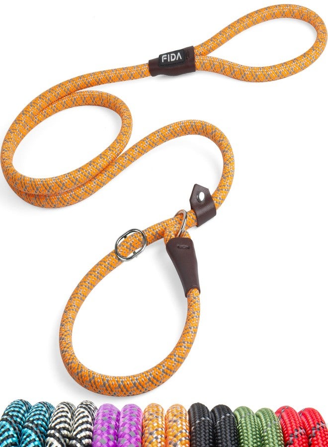Fida Durable Slip Loop Lead for Large, Medium Dogs, 6 FT x 1/2" Heavy Duty, Comfortable Strong Rope, No Pull Pet Training Leash with Highly Reflective, Orange - Image 1