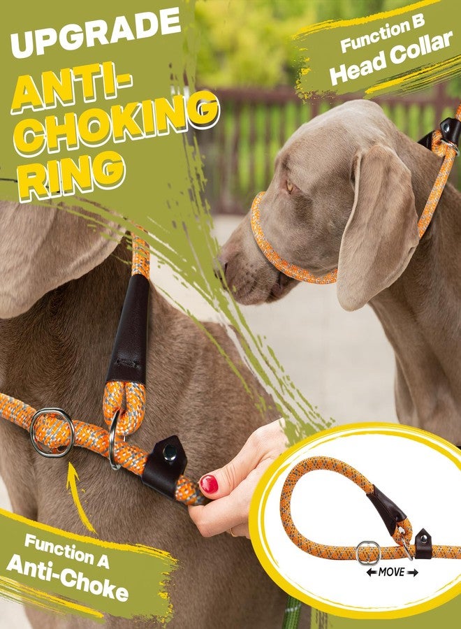 Fida Durable Slip Loop Lead for Large, Medium Dogs, 6 FT x 1/2" Heavy Duty, Comfortable Strong Rope, No Pull Pet Training Leash with Highly Reflective, Orange - Image 3