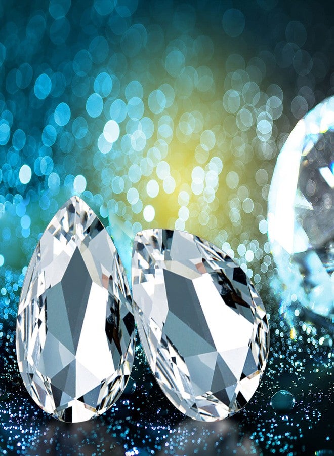 Jadive 100 Pcs 10 x 14 mm Teardrop Rhinestones Crystal Resin Point Back Glass Rhinestones Beads for Crafts Jewelry Making Shoes Dress Faceted Glass Beads(White) - Image 5