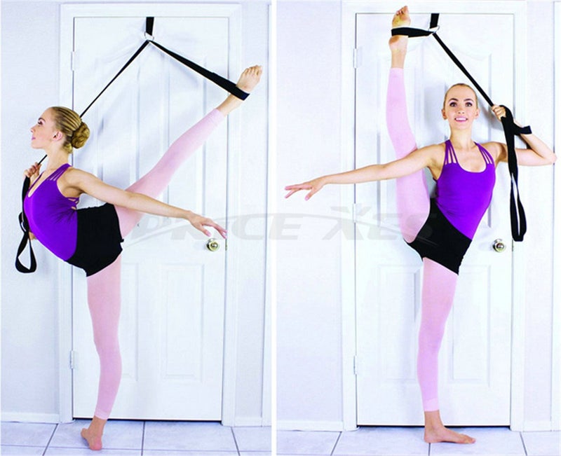 Price Xes Door Flexibility & Stretching Leg Strap - Great for Ballet Cheer Dance Gymnastics or ANY Sport Leg Stretcher Door Flexibility Trainer Premium stretching equipment (Black) - Image 5