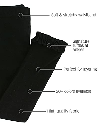 RuffleButts Baby/Toddler Girls Footless Ruffled Tights - Black, 6-8 - Image 3