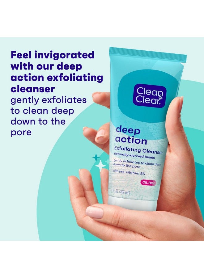 Clean & Clear Deep Action Exfoliating Cleanser with Pro-Vitamin B5, Gentle Exfoliating Daily Face Scrub Cleans Deep Down to the Pore for Soft, Smooth, Hydrated Skin, Oil Free Face Wash, 7 FL OZ - Image 2