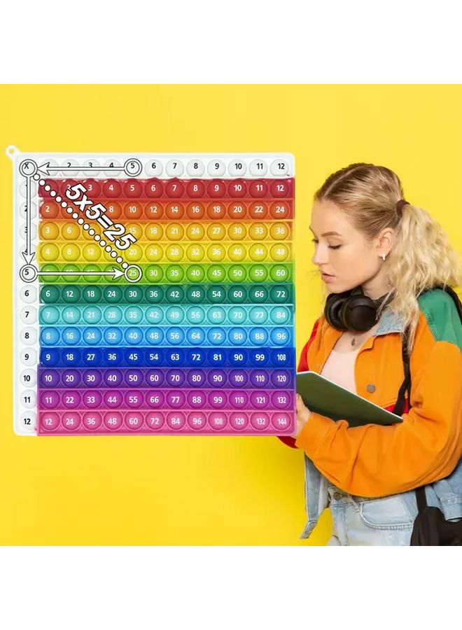 White Rainbow 12x12 Multiplication Fidget Toy Push Bubble Math Learning Board Educational Times Table - Image 5