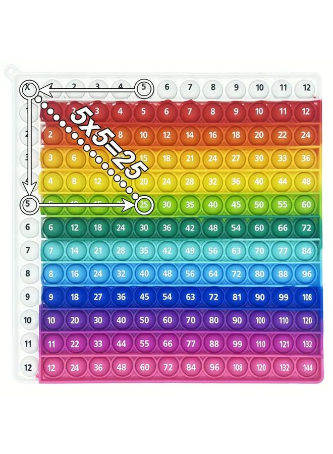 White Rainbow 12x12 Multiplication Fidget Toy Push Bubble Math Learning Board Educational Times Table - Image 2