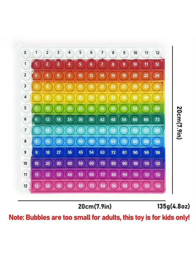 White Rainbow 12x12 Multiplication Fidget Toy Push Bubble Math Learning Board Educational Times Table - Image 3