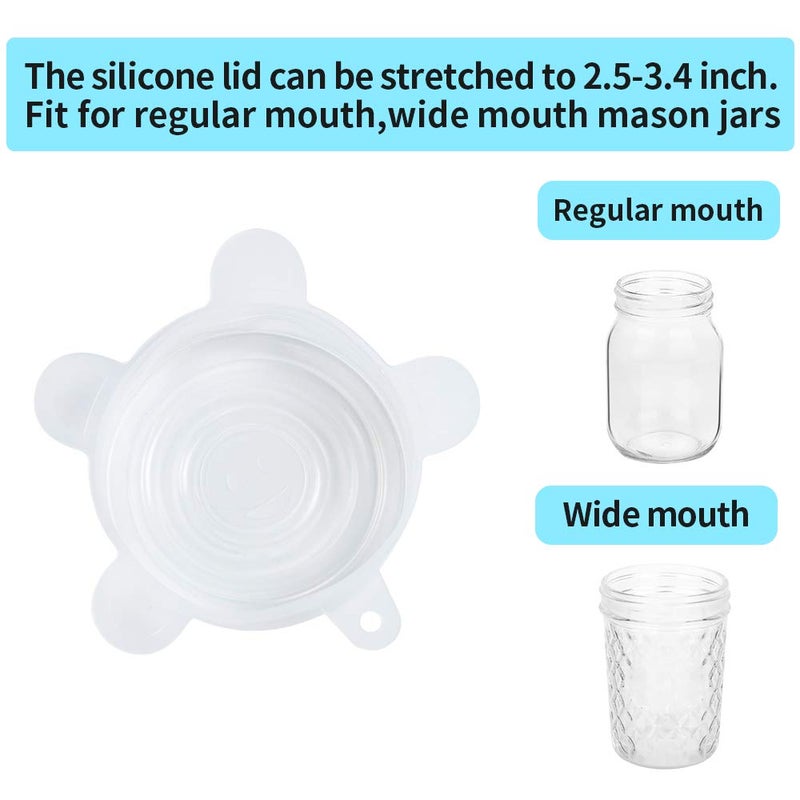 Webake Silicone Stretch Lids 10 Pack for Regular and Wide Mouth Mason Jar, Reusable Silicone Stretch Lids(Stretched to 3.5 inch), Sealed Durable Food Storage Covers Suit for Jar, Cans, Pot - Image 2