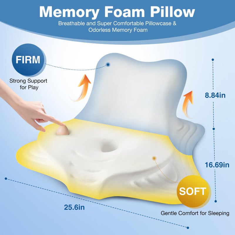 Ciavca Reading Pillow for Bed Adult Rest, Ergonomic Memory Foam Bed Reading Pillow Back Support, Headboard Wedge Pillows for Sitting Up, Chin & Prone Pillows for Watching TV/Couch/Sleeping/Floor - Image 2