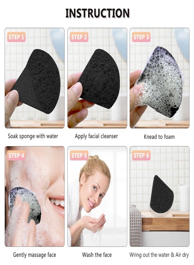 Spunspon 60-Count Triangle Compressed Facial Sponges, 100% Natural Cosmetic Spa Sponges for Facial Cleansing for Daily Facial Cleansing, Exfoliating Mask, Makeup Remover. Ideal for Home and Travel, Black - Image 4