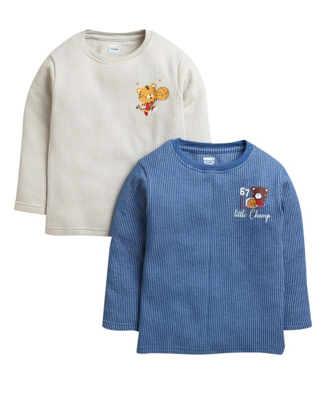 BUMZEE Boys Cotton Regular Fit Full Sleeves Thermal T-Shirts Pack of 2 (Peb9624) - Image 1