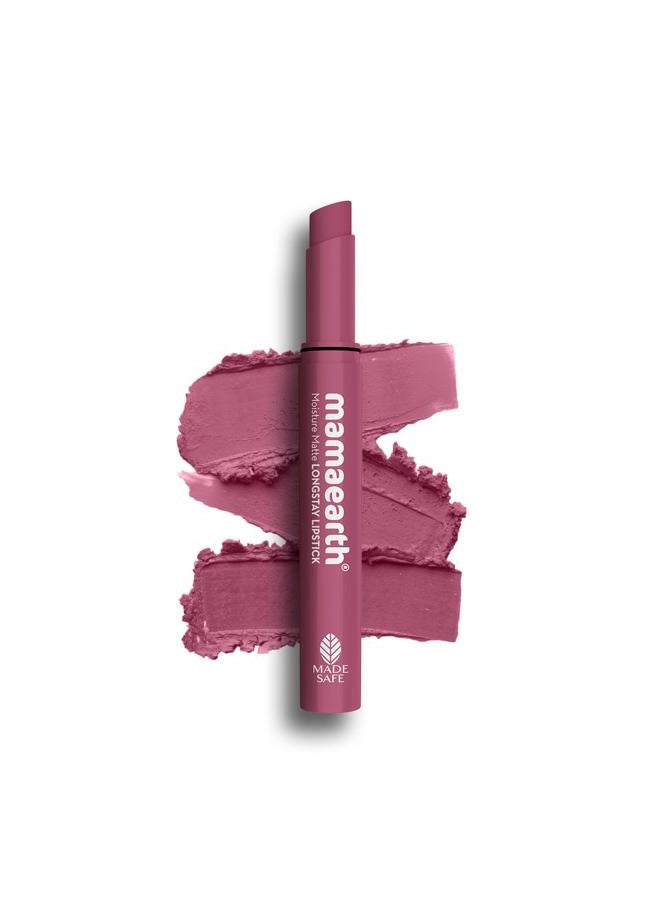 Mamaearth Moisture Matte Lipstick (08 - Pink Tulip) | Infused with Vitamin E | 12-Hour Long Stay & 8-Hour Moisture Lock | Cruelty-Free & Smudge-Proof | 0.07 Oz/2g  - Image 1