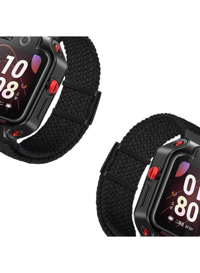 KMaxAI Magnetic Elastic Watch Strap Compatible With Huawei Children'S Smartwatch 5X/5X Pro Dopamine Sports Watch Band, Woven Single Loop Wristband, Black - Image 3
