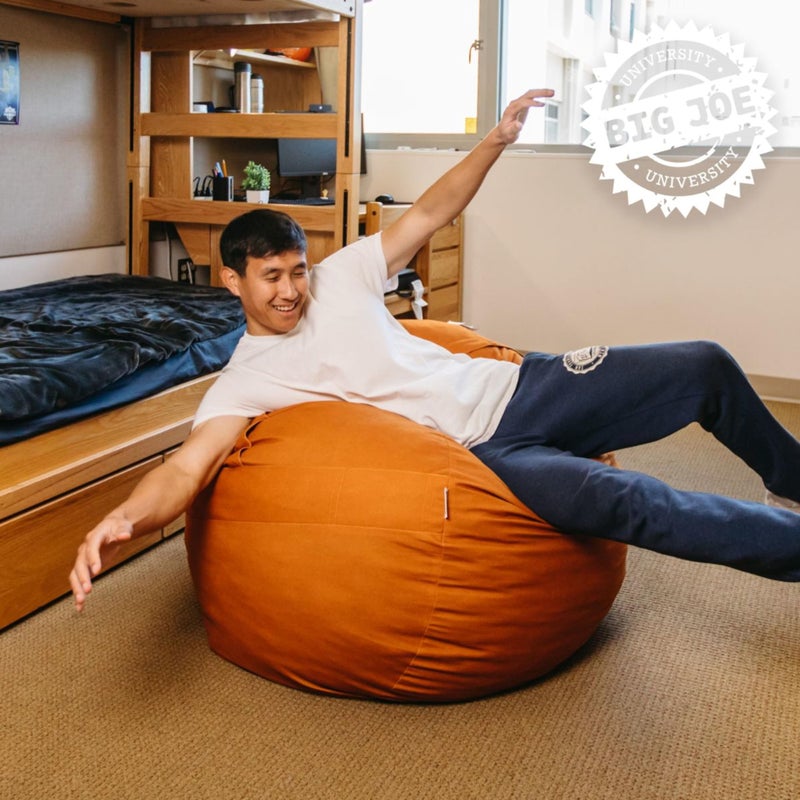 Big Joe Fuf 4Ft Foam Bean Bag Chair with Removable Cover for Kids, Teens, Collegiate Burnt Orange Velveteen, Durable Woven Polyester, 4 foot Large Reading and Gaming Seat - Image 5