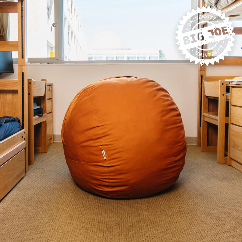 Big Joe Fuf 4Ft Foam Bean Bag Chair with Removable Cover for Kids, Teens, Collegiate Burnt Orange Velveteen, Durable Woven Polyester, 4 foot Large Reading and Gaming Seat - Image 3