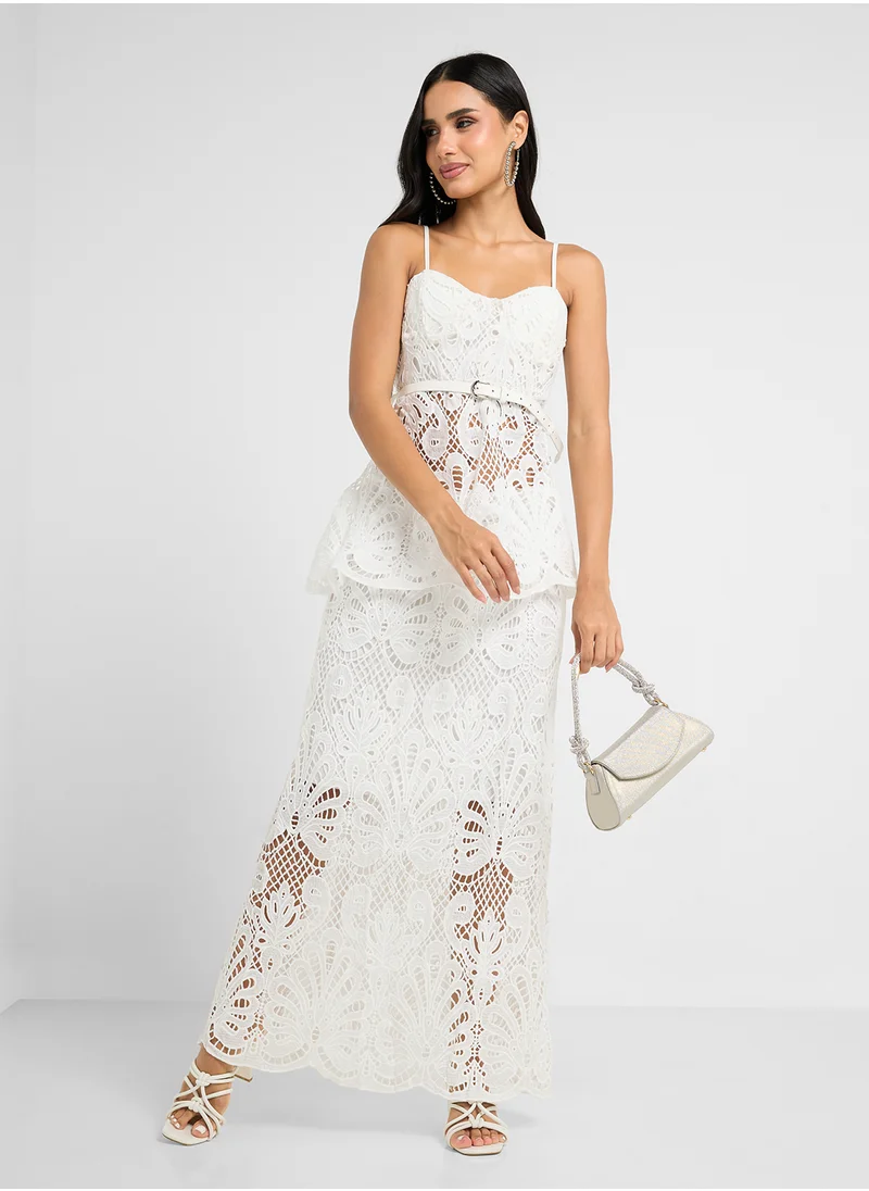 Ginger Strappy Lace Detail A Line Dress